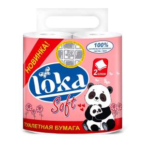 Бумага туалетная "LOKA soft" 2-х сл. 4 шт. (26 м)  1/16
