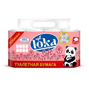 Бумага туалетная "LOKA soft" 2-х сл. 8 шт. (26 м)  1/8